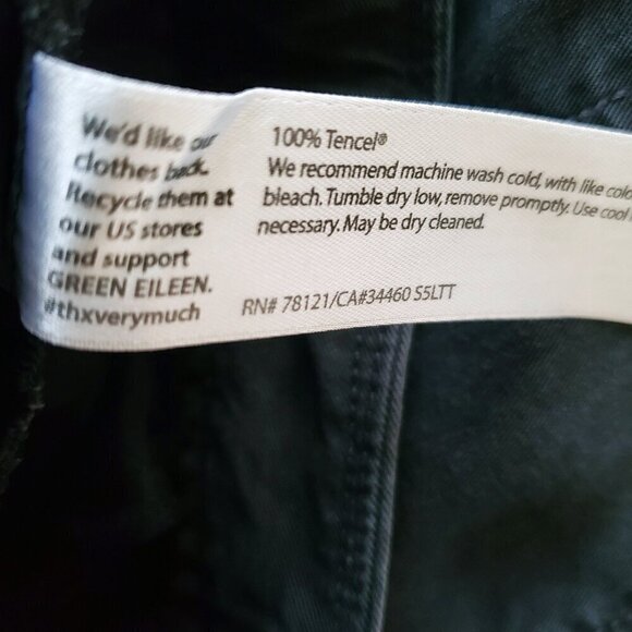 EILEEN FISHER Tencel Twill Tapered Relaxed Ankle Button Cuffed Utility Black XS - Picture 8 of 13